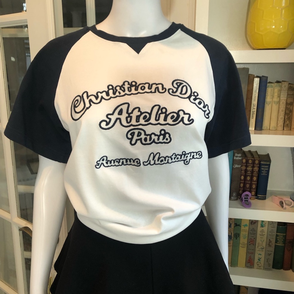 Christian Dior Navy and White T-Shirt